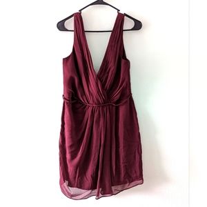Faux-wrap Pleated Chiffon Cocktail Dress